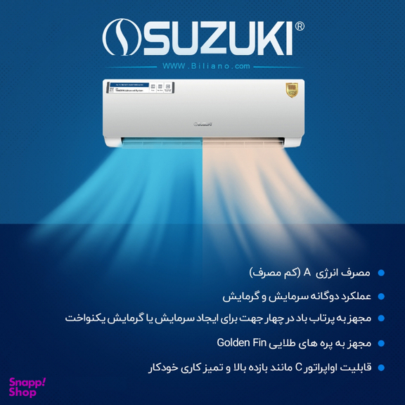 کولر گازی 24 هزار سوزوکی سری تانوشی مدل 24H410