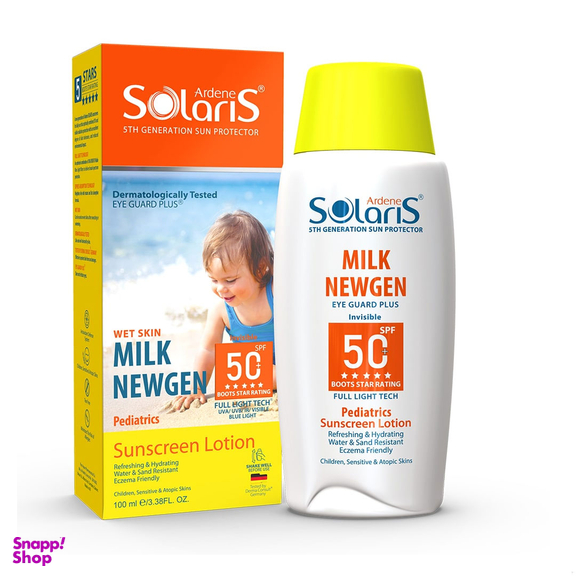 ضد آفتاب واتر ژل کودکان آردن سولاریس مدل Milk Newgen SPF 50 بی رنگ حجم 100 میلی لیتر