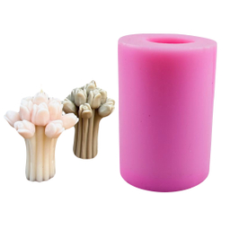 قالب سيليكونى شمع مدل دسته گل لاله رنگ صورتی