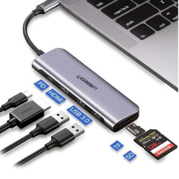 هاب 2 پورت Type C به USB 3.0 با یک پورت HDMI و درگاه کارت حافظه یوگرین (Ugreen) مدل CM195