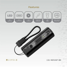 پاوربانک و چراغ قوه لولو مدل LVL-NOVAP-BK ظرفیت 5000 میلی آمپر ساعت