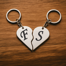 جاکلیدی گیلواره زراوشان مدل قلب دو تکه حرف F S