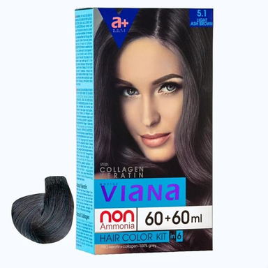 کیت رنگ مو ویانا شماره 5.1 رنگ قهوه ای خاکستری روشن