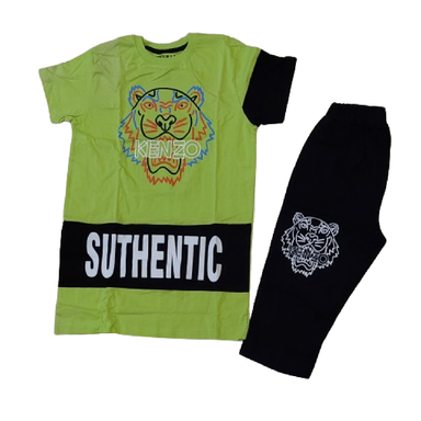 ست تیشرت و شلوارک پسرانه مدل Kenzo رنگ سبز