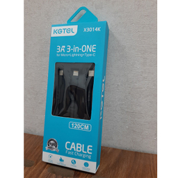 کابل تبدیل USB به microUSB  / لایتنینگ  / USB-C کاجیتل مدل 3in1 طول 1.2 متر