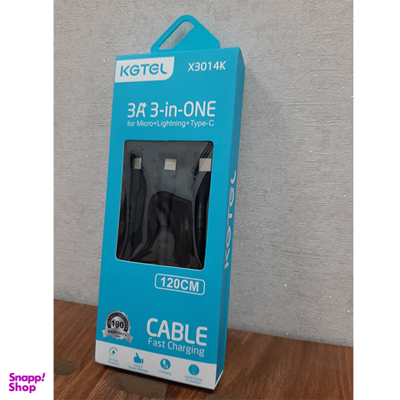کابل تبدیل USB به microUSB  / لایتنینگ  / USB-C کاجیتل مدل 3in1 طول 1.2 متر
