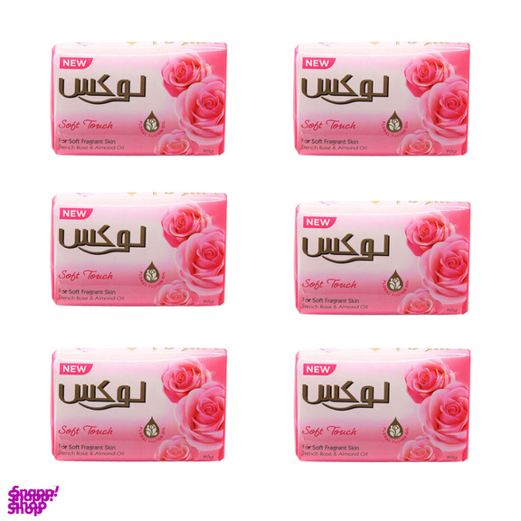 صابون لوکس مدل رز فرانسوی و روغن بادام Soft Touch وزن 70 گرم بسته 6 عددی