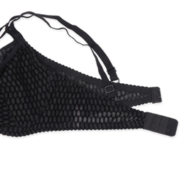 ست دو شورت و سوتین هارنس دار ژوبین طرح لونه زنبوری رنگ مشکی