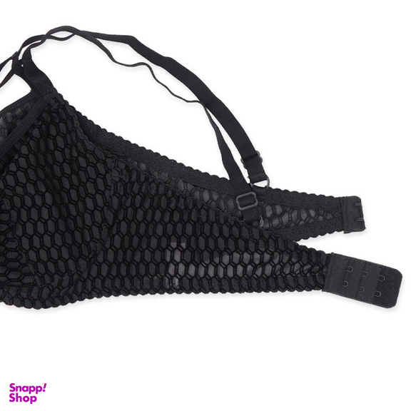 ست دو شورت و سوتین هارنس دار ژوبین طرح لونه زنبوری رنگ مشکی