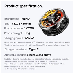 فن خنک کننده تبلت ممو مدل CX09