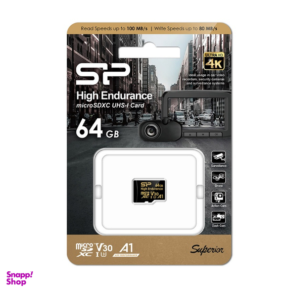 کارت حافظه MicroSDXC سیلیکون پاور مدل Golden Series High Endurance ظرفیت 64 گیگابایت