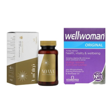 پک قرص ول وومن ویتابیوتیکس بسته 30 عددی و کپسول نوآکسا دکتر عبیدی 30 عددی مجموعه 2 عددی