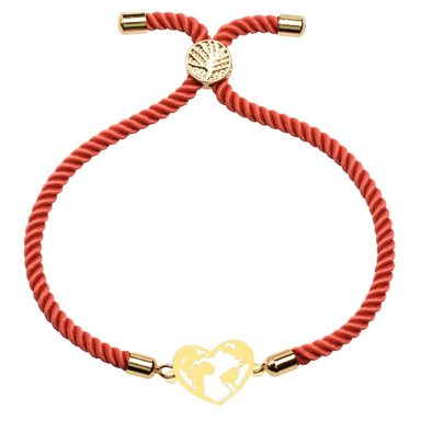 دستبند طلا 18 عیار زنانه کرابو طرح کره زمین و قلب مدل kr100140