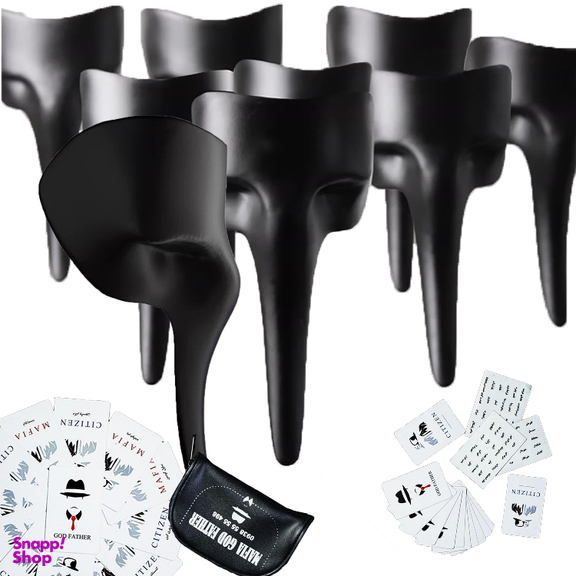 ماسک ایفای نقش مدل ماموت اشرافی رنگ مشکی بسته 12 عددی به همراه 30 عدد کارت بازی