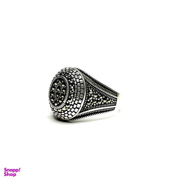 انگشتر مردانه نقره سنگ مارگازیت طرح افشاری کد 0019