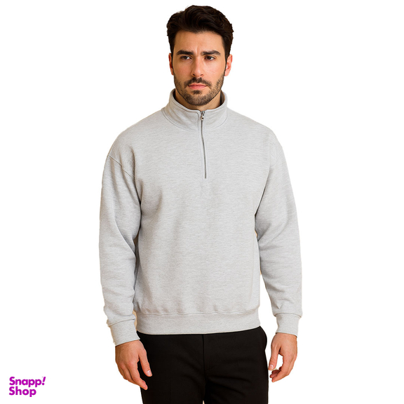 سویشرت نیم زیپ مردانه به رسم کد 80010 رنگ ملانژ