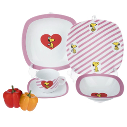 سرویس غذا خوری 5 پارچه کودک چینی زرین ایران سری کواترو مدل اسنوپی درجه عالی