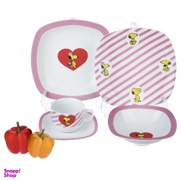 سرویس غذا خوری 5 پارچه کودک چینی زرین ایران سری کواترو مدل اسنوپی درجه عالی