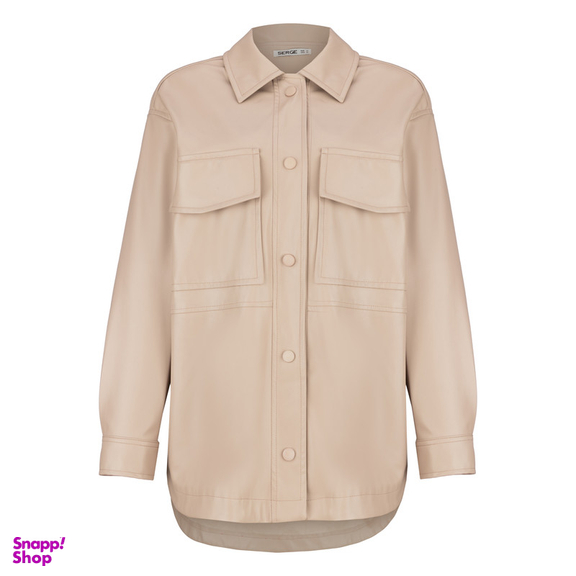 کت چرم زنانه سرژه مدل 232129 رنگ کرم