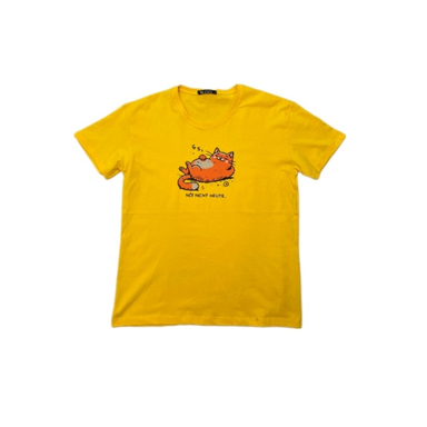 تیشرت زنانه مدل گربه تنبل کد Solo t21 رنگ زرد