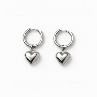 گوشواره نقره زنانه مدل قلب دامله