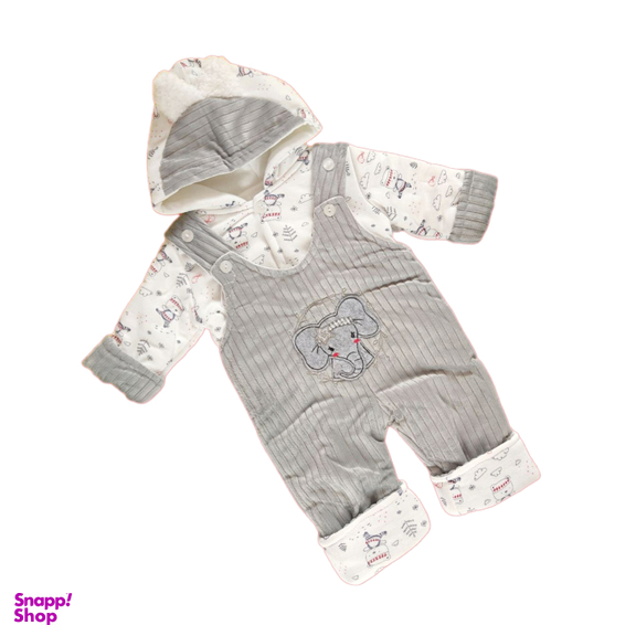 کاپشن نوزاد طرح فیل کد 225 رنگ طوسی