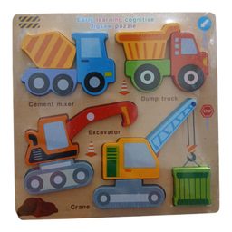 پازل آموزشی مدل اشکال برشی برجسته طرح ماشین آلات ساحتمانی