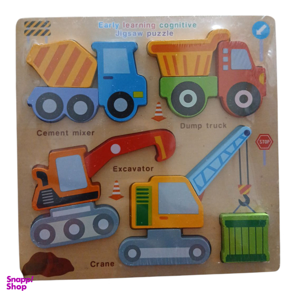 پازل آموزشی مدل اشکال برشی برجسته طرح ماشین آلات ساحتمانی