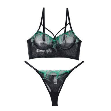 ست شورت و سوتین زنانه برتا مدل توری کد 1031ZG رنگ مشکی