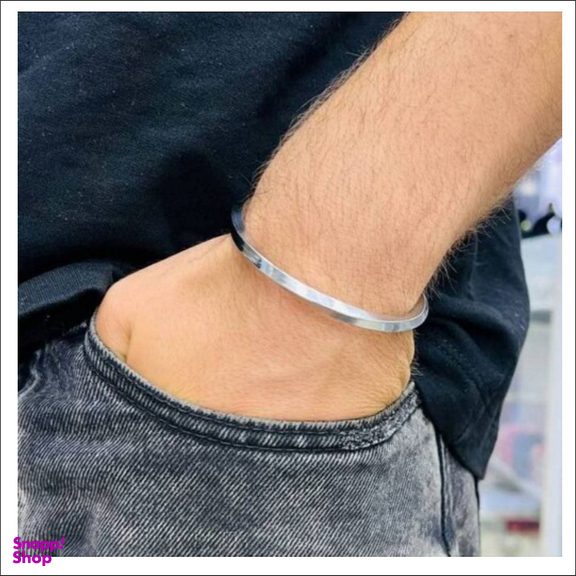 دستبند مردانه گیلواره زراوشان مدل بنگل خلخال تیتانیومی
