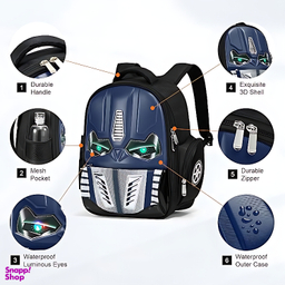 کوله پشتی پسرانه مدل چراغدار تبدیل شوندگان Transformers کد 1688