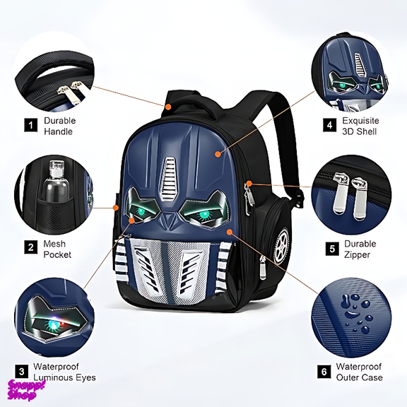 کوله پشتی پسرانه مدل چراغدار تبدیل شوندگان Transformers کد 1688