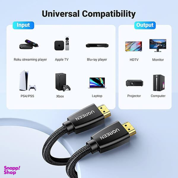 کابل تبدیل HDMI 2.0 یوگرین مدل HD118 کد 40411 طول 3 متر