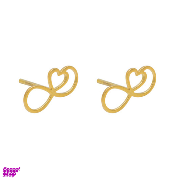 گوشواره طلا 18 عیار زنانه طرح قلب و بینهایت کد pm02