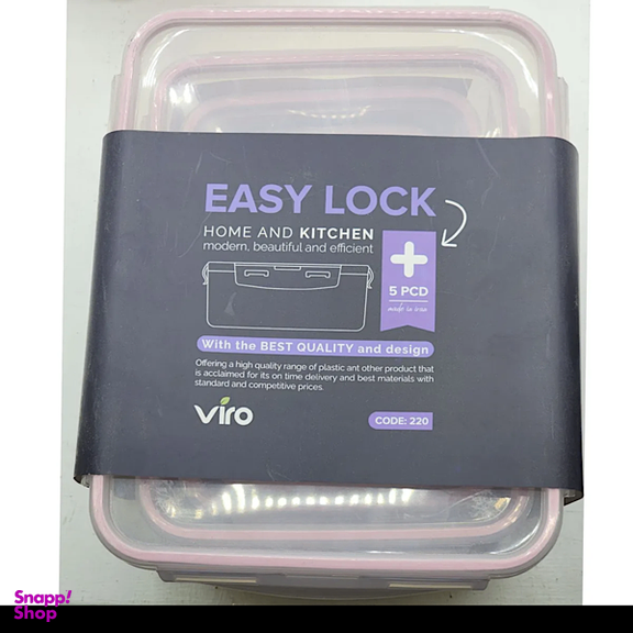 ظرف نگهدارنده ویرو پلاستیک مدل Easy Lock Plus مجموعه 5 عددی