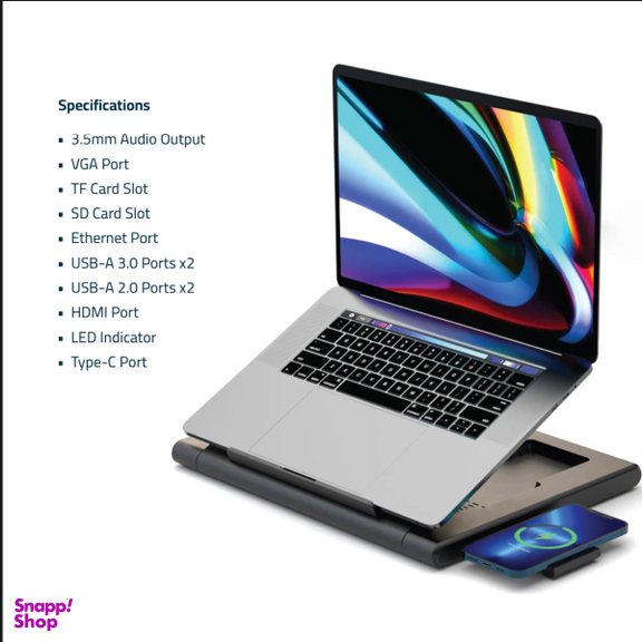 هاب 11 پورت و استند لپ تاپ پاورولوژی مدل Multi-Functional Pro Hub PWPROHUB