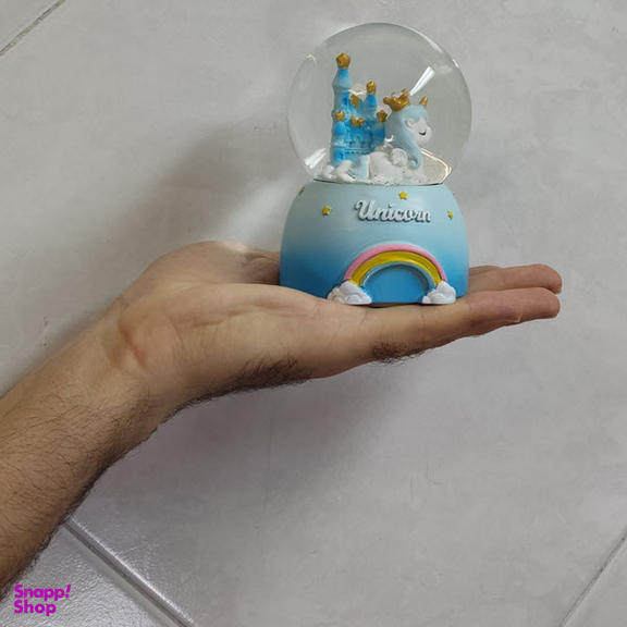 گوی موزیکال مدل چراغ دار طرح یونیکورن و قصر
