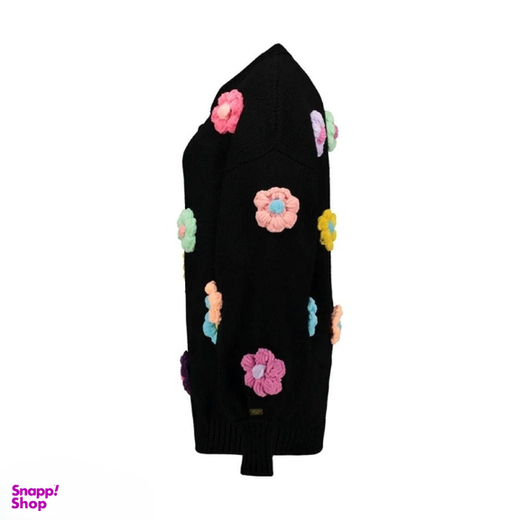 ژاکت زنانه گره استایل مدل بابونه کالرفول رنگ مشکی