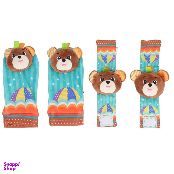 جغجغه مدل مچ بند و پاپوش عروسکی خرسی بسته 4 عددی