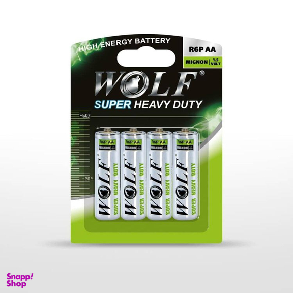 باتری قلمی ولف مدل کارتی Heavy Duty AA بسته 4 عددی