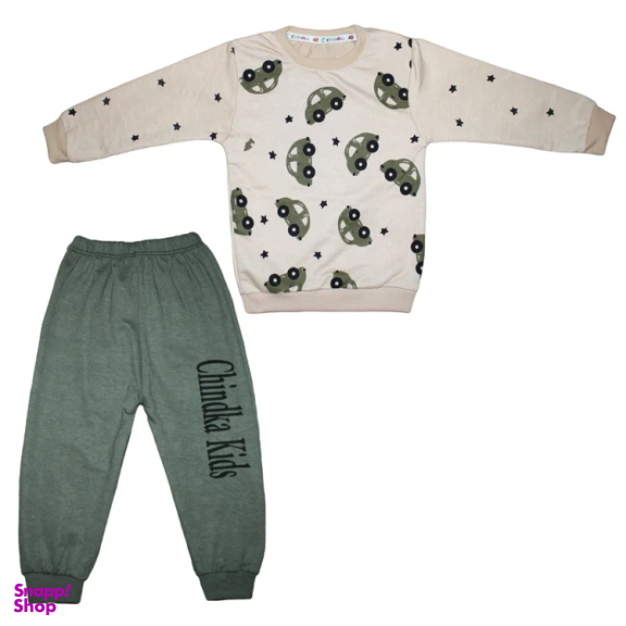 ست بلوز و شلوار راحتی پسرانه چیندکا مدل ماشین کد 1002