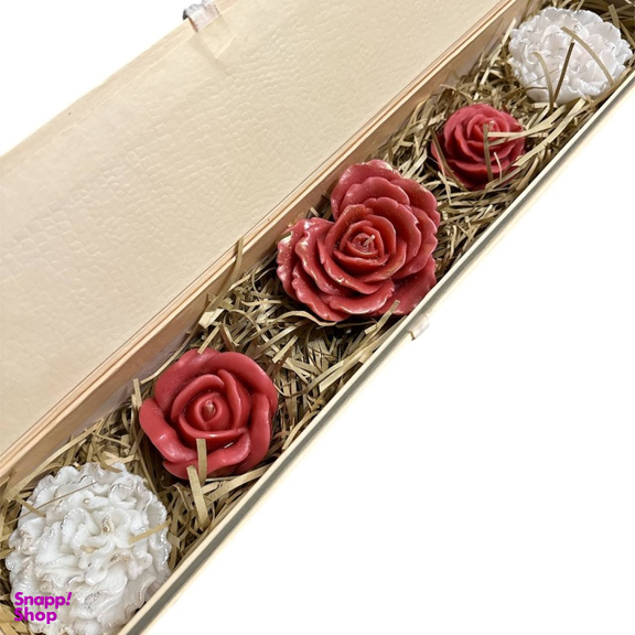 شمع مدل باکس گل رز کد 11003 بسته 4 عددی