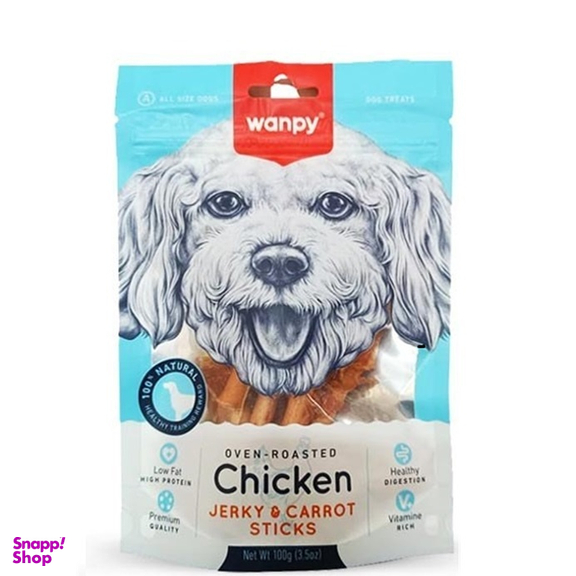 غذای تشویقی سگ ونپی مدل Chicken jerky & carrot sticks وزن 100 گرم