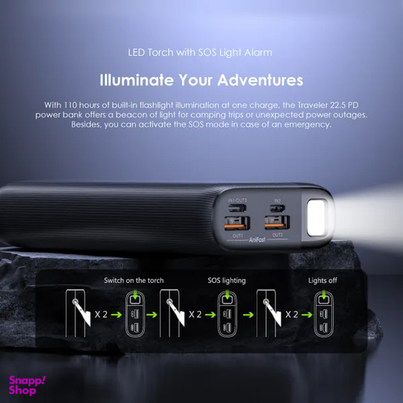 پاوربانک 22.5 وات اورایمو مدل Traveler PD ظرفیت 20000 میلی آمپر ساعت