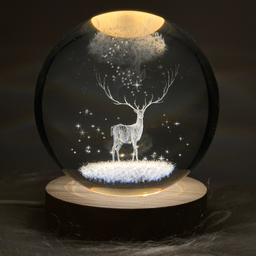 چراغ خواب مدل گوی کریستال طرح گوزن سه بعدی