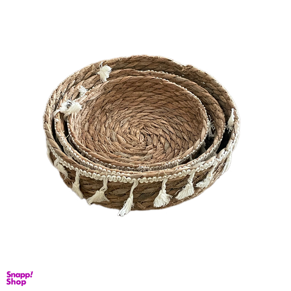 سبد نان مدل منگوله دار Boho 400 مجموعه 3 عددی