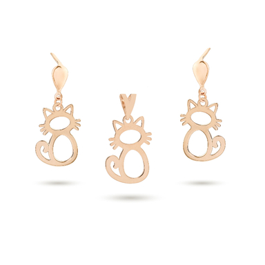 نیم ست طلا 18 عیار زنانه میلی گالری مدل میکرو طرح گربه کد MT1432