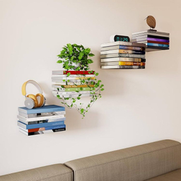 شلف دیواری مدل کتابخانه معلق کد 0125 مجموعه 2 عددی
