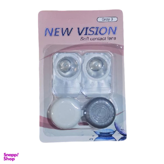 لنز چشم روزانه نیوویژن رنگ طوسی دور مشکی وسط عسلی شماره 102 به همراه جالنزی