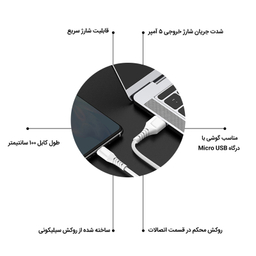 کابل تبدیل USB به MicroUSB پاواریال مدل DC-06M طول 1 متر